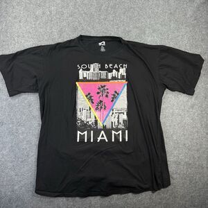 Surf Style Shirt Mens 2XL Black South Beach Miami Graphic Tee Tagless Palm Trees